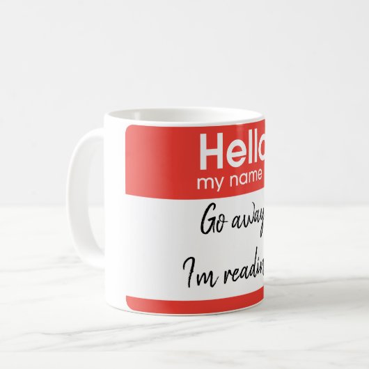 Hallo, mein Name ist:Gestaltet Kaffeetasse (Vorderseite Links)