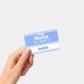 Hallo Mein Name ist - Gingham blau und weiß Ausweis (Handheld)