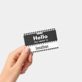 Hallo Mein Name ist - Gingham schwarz-weiß Ausweis (Handheld)