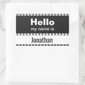 Hallo Mein Name ist - Gingham schwarz-weiß Rechteckiger Aufkleber (Tasche)