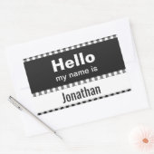 Hallo Mein Name ist - Gingham schwarz-weiß Rechteckiger Aufkleber (Umschlag)