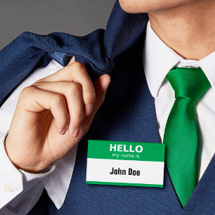 Hallo, mein Name ist - Green Name Tag Namenschild