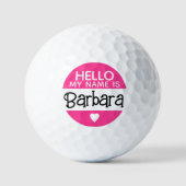 Hallo, mein Name ist - Hot Pink - Niedlicher Name Golfball (Vorderseite)