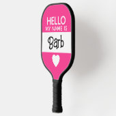 Hallo, mein Name ist - Hot Pink - Niedlicher Name Pickleball Schläger (Links)