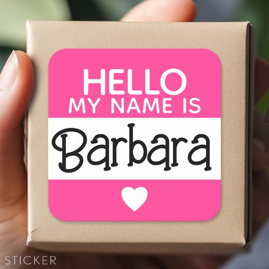Hallo, mein Name ist - Hot Pink - Niedlicher Name Quadratischer Aufkleber