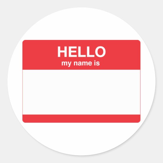 Hallo, mein Name ist (Ihr Text) Runder Aufkleber (Vorderseite)
