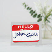 Hallo Mein Name ist John Galt Postkarte (Stehend Vorderseite)