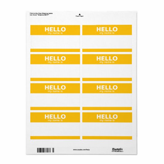 Hallo, mein Name ist - klassisch goldgelb (Vorne)