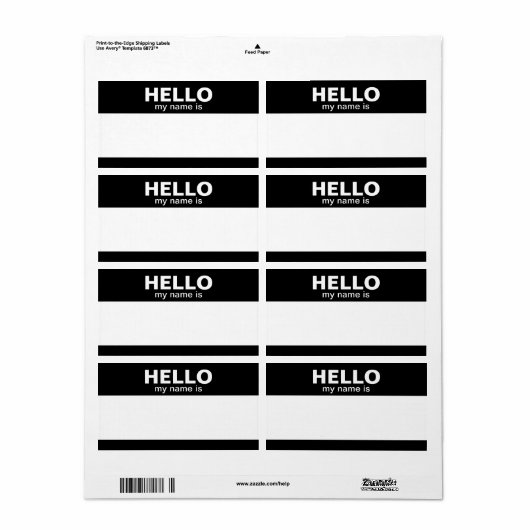 Hallo, mein Name ist - klassische Labels (Vorne)