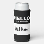 Hallo mein Name ist - klassischer Text Schwarz-wei Selters Dosenkühler (Seltzer Vorderseite)