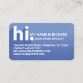 Hallo Mein Name ist kühn diagonal Shadow Blue Grad Visitenkarte (Vorderseite)