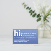 Hallo Mein Name ist kühn diagonal Shadow Blue Grad Visitenkarte (Stehend Vorderseite)