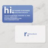 Hallo Mein Name ist kühn diagonal Shadow Blue Grad Visitenkarte (Vorne/Hinten)
