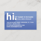 Hallo Mein Name ist kühn diagonal Shadow Blue Grad Visitenkarte (Vorderseite)