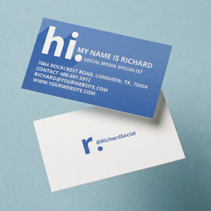 Hallo Mein Name ist kühn diagonal Shadow Blue Grad Visitenkarte