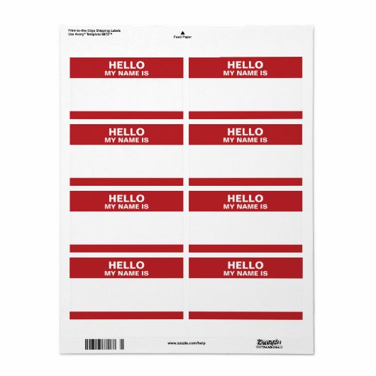 Hallo Mein Name ist Label (Vorne)