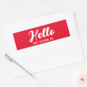 Hallo mein Name ist Minimalistisches rotes Skript Rechteckiger Aufkleber (Umschlag)
