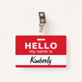 Hallo Mein Name ist - Name des benutzerdefinierten Ausweis (Vorderseite mit Klammer)