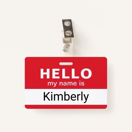 Hallo Mein Name ist - Name des benutzerdefinierten Ausweis (Vorderseite mit Klammer)