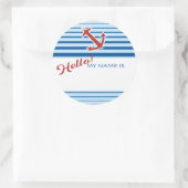 Hallo, mein Name ist Namensschild mit nautischem A Runder Aufkleber (Tasche)