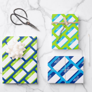 Hallo mein Name ist Nametags Geschenk Wrap Blue Gr Geschenkpapier Set