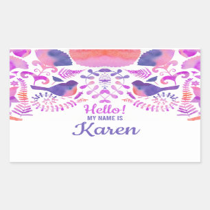 Hallo mein Name ist niedlichen Blumenmuster indivi Rechteckiger Aufkleber