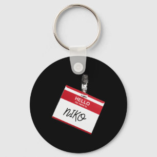 Hallo, mein Name ist Niko Funny Halloween Name Tag Schlüsselanhänger