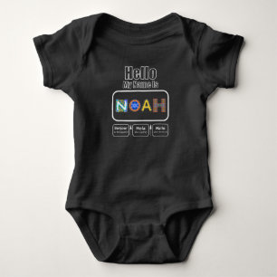 Hallo mein Name ist Noah Nametag für dunklen Hint Baby Strampler