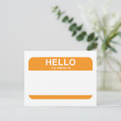Hallo mein Name ist - Orange Postkarte (Stehend Vorderseite)