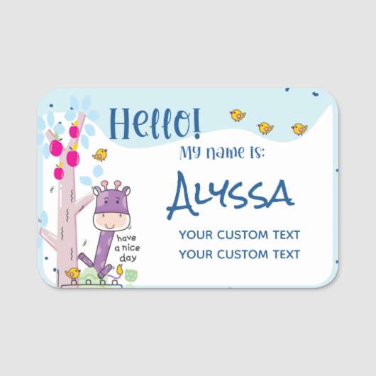 Hallo, mein Name ist ... Personalisierter Name Gir Namensschild (Vorderseite)
