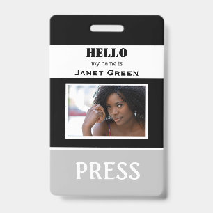 Hallo, mein Name ist Photo ID Reporter Press Pass Ausweis
