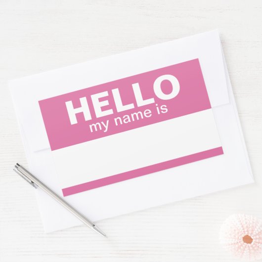 Hallo mein Name ist - Pink - Custom Employee Name Rechteckiger Aufkleber (Umschlag)