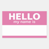 Hallo mein Name ist - Pink - Custom Employee Name Rechteckiger Aufkleber (Vorderseite)