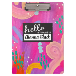 Hallo, mein Name ist Pink Girl Abstrakte Ästhetik Klemmbrett