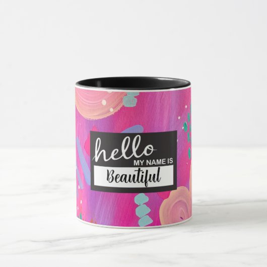 Hallo Mein Name ist Pink Playful Girl Ästhetik Tasse (Zentrum)