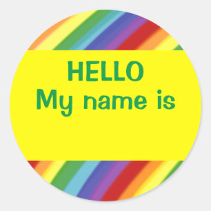 Hallo mein Name ist Rainbow Nametag Stickers Gay /