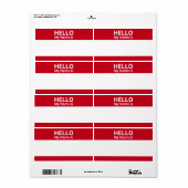 Hallo Mein Name ist Red White Standard Label (Vorne)