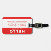 Hallo, mein Name ist rot Gepäckanhänger (Vorderseite horizontal)