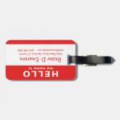 Hallo, mein Name ist rot Gepäckanhänger (Rückseite horizontal)