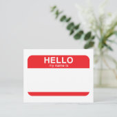 Hallo, mein Name ist rot Postkarte (Stehend Vorderseite)