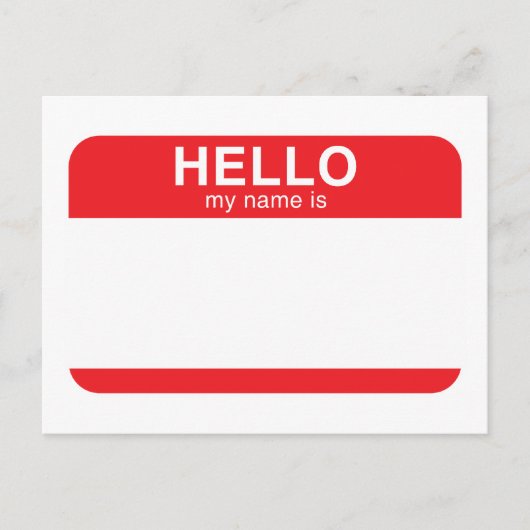 Hallo, mein Name ist rot Postkarte (Vorderseite)