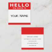 Hallo, mein Name ist rot Quadratische Visitenkarte (Vorne/Hinten)