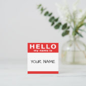 Hallo, mein Name ist rot Quadratische Visitenkarte (Stehend Vorderseite)