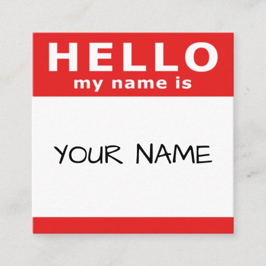 Hallo, mein Name ist rot Quadratische Visitenkarte (Vorderseite)