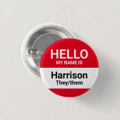 Hallo, mein Name ist rotes individuelle Name Aussp Button (Vorne & Hinten)