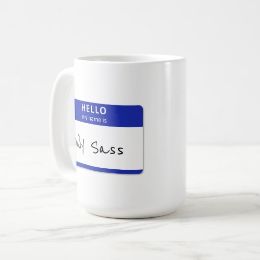 Hallo Mein Name ist Rude oder Funny Blue Customiza Kaffeetasse (Vorderseite Links)