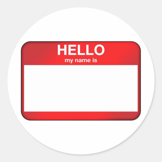 Hallo, mein Name ist... Runder Aufkleber (Vorderseite)