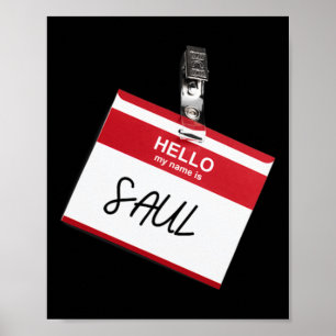 Hallo, mein Name ist Saul Funny Halloween Name Tag Poster