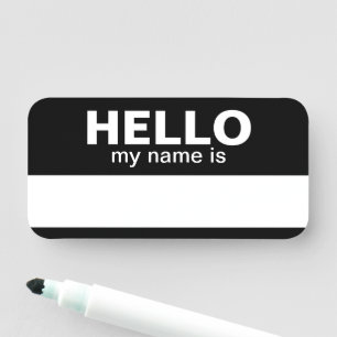 Hallo, mein Name ist - Schwarz - Employee Dry Eras Namensschild