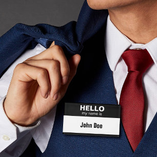 Hallo mein Name ist - Solid Black Namenschild